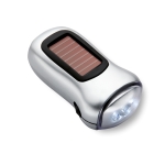 Lampe de poche publicitaire à chargement solaire avec dynamo DynaSun couleur argenté mat troisième vue