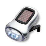 Lampe de poche publicitaire à chargement solaire avec dynamo DynaSun couleur argenté mat quatrième vue