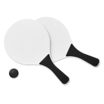 Set de tennis pour la plage composé de 2 raquettes en bois et 1 balle couleur noir deuxième vue
