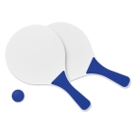Set de tennis pour la plage composé de 2 raquettes en bois et 1 balle couleur bleu roi deuxième vue