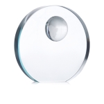 Trophée publicitaire avec détail globe terrestre Mundial couleur transparent
