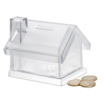 Tirelire personnalisée en forme de maison en plastique Micasa couleur transparent deuxième vue