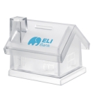Tirelire personnalisée en forme de maison en plastique Micasa couleur transparent troisième vue principale