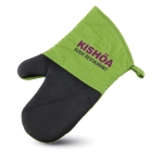 Gant de cuisine personnalisé bicolore en coton et caoutchouc Trend couleur vert deuxième vue principale