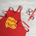 Tablier personnalisable pour entreprises en coton 180 g/m2 Chef couleur rouge troisième vue principale