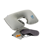 Set de voyage avec oreiller, masque et bouchons d'oreille First Class couleur gris vue avec zone d'impression