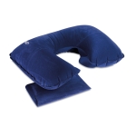 Oreiller de voyage gonflable personnalisé avec logo Basic Style couleur bleu deuxième vue