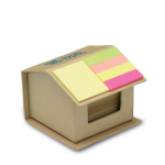 Bloc en carton en forme de maison avec divers types de notes EcoHome vue avec zone d'impression