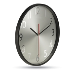 Horloge murale publicitaire d'entreprise avec cadran argenté WallClock couleur noir deuxième vue