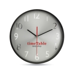 Horloge murale publicitaire d'entreprise avec cadran argenté WallClock couleur noir vue principale