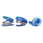 Étui en plastique translucide avec articles de papeterie DeskSet couleur bleu transparent troisième vue