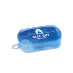 Étui en plastique translucide avec articles de papeterie DeskSet couleur bleu transparent vue principale