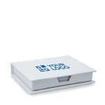 Post-it publicitaire en carton blanc avec post-it Memoset vue avec zone d'impression