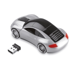 Souris publicitaire sans fil originale en forme de voiture Race couleur argenté mat deuxième vue