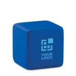 Cube antistress personnalisé avec logo pour publicité ZenCube couleur bleu vue avec zone d'impression