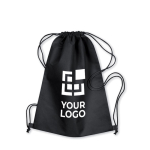 Sac à dos cordelette personnalisable non woven 80g/m2 Basic couleur noir vue avec zone d'impression