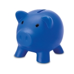 Tirelire cochon publicitaire colorée avec bouchon Piggy couleur bleu