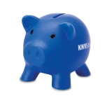 Tirelire cochon publicitaire colorée avec bouchon Piggy couleur bleu vue principale