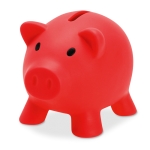 Tirelire cochon publicitaire colorée avec bouchon Piggy couleur rouge