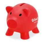 Tirelire cochon publicitaire colorée avec bouchon Piggy couleur rouge vue principale