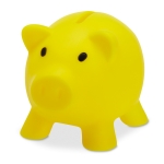 Tirelire cochon publicitaire colorée avec bouchon Piggy couleur jaune