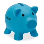 Tirelire cochon publicitaire colorée avec bouchon Piggy couleur turquoise vue principale
