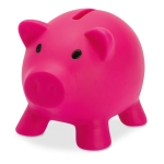 Tirelire cochon publicitaire colorée avec bouchon Piggy couleur fuchsia