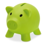 Tirelire cochon publicitaire colorée avec bouchon Piggy couleur vert lime