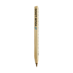 Stylo en bois à mine bleue avec règle intégrée Mensura couleur bois vue avec zone d'impression