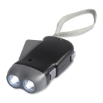 Lampe de poche publicitaire 2 LED avec dynamo DynaLight couleur noir
