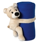 Couverture polaire personnalisée pour enfants avec ours en peluche couleur bleu