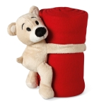 Couverture polaire personnalisée pour enfants avec ours en peluche couleur rouge