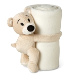Couverture polaire personnalisée pour enfants avec ours en peluche couleur blanc