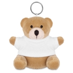Porte-clés publicitaire avec ours en peluche à t-shirt Yogi couleur blanc