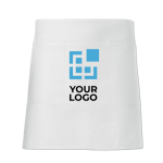 Tablier personnalisé pas cher court en polyester 195 g/m2 Bistro vue avec zone d'impression