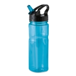 Bouteilles publicitaires en tritan avec paille pliable 500 ml Trend couleur bleu transparent