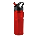 Bouteilles publicitaires en tritan avec paille pliable 500 ml Trend couleur rouge transparent
