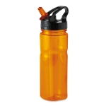 Bouteilles publicitaires en tritan avec paille pliable 500 ml Trend couleur orange transparent