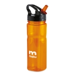 Bouteilles publicitaires en tritan avec paille pliable 500 ml Trend couleur orange transparent troisième vue principale