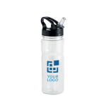 Bouteilles publicitaires en tritan avec paille pliable 500 ml Trend vue avec zone d'impression