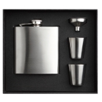 Flasque publicitaire personnalisée avec 2 verres 200ml Uptown couleur argenté mat