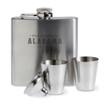 Flasque publicitaire personnalisée avec 2 verres 200ml Uptown couleur argenté mat troisième vue principale