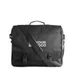 Porte-documents en polyester 600D avec plusieurs poches couleur noir vue avec zone d'impression