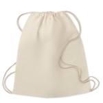Sac à dos à cordons personnalisé en coton de 100g/m2 couleur beige troisième vue