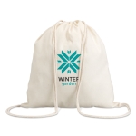 Sac à dos à cordons personnalisé en coton de 100g/m2 couleur beige troisième vue principale