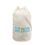 Sac marin de voyage en coton de 200 g/m2 de couleur beige Organic vue avec zone d'impression