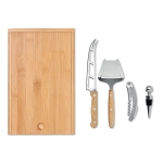Ensemble pour fromage et vin dans un coffret en bambou Camembert couleur bois troisième vue