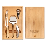 Ensemble pour fromage et vin dans un coffret en bambou Camembert couleur bois deuxième vue principale