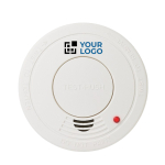 Détecteur de fumée personnalisé avec votre logo SmokeGuard couleur blanc vue avec zone d'impression