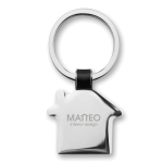 Élégant porte-clés avec maison en nickel à la finition brillante Domus couleur noir
